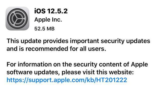 广阳苹果手机维修分享iOS12.5.2发布，建议所有老苹果用户安装 